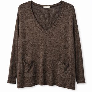 Elegant Knit Blouse in Rich Brown